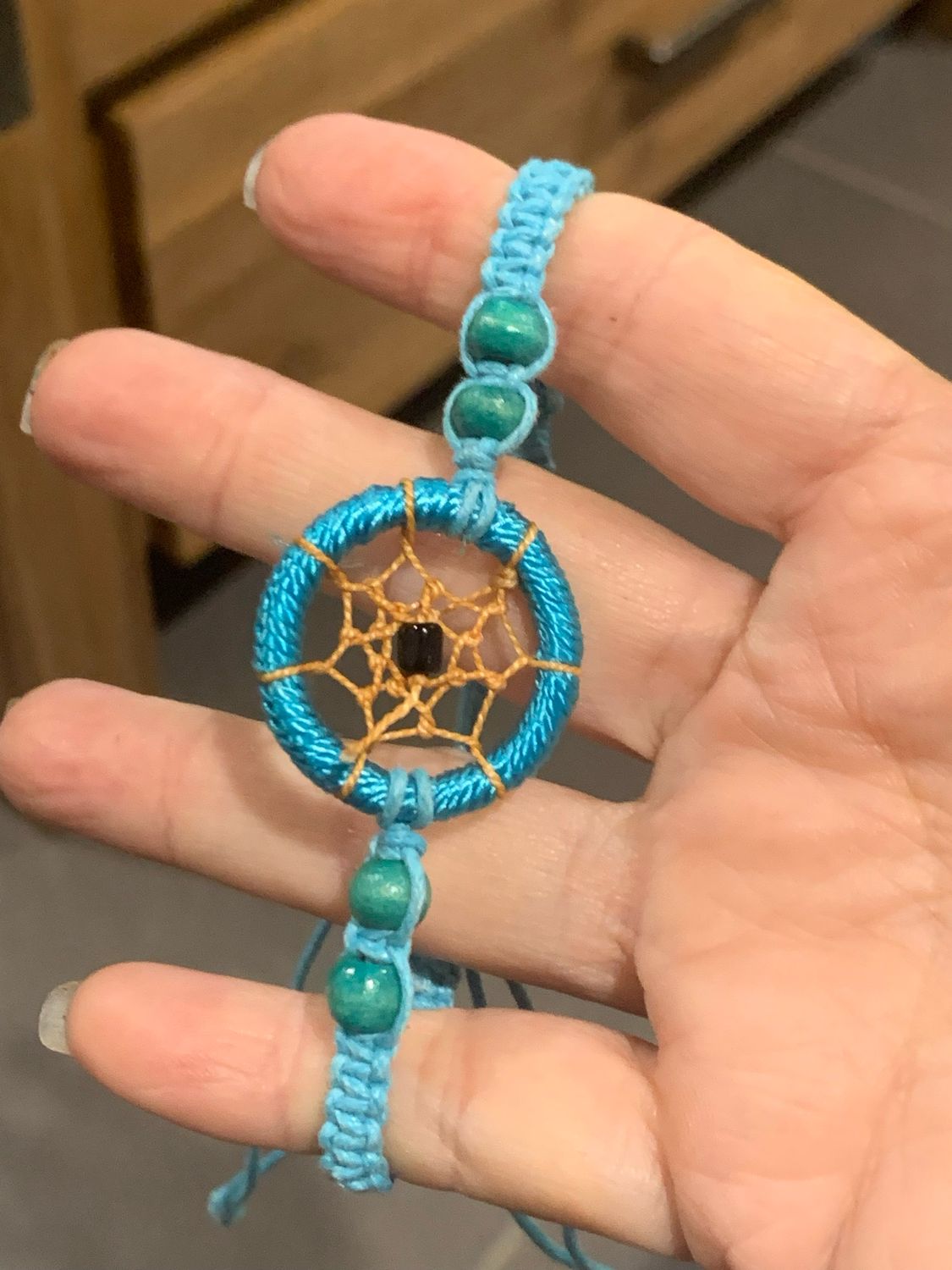 DREAM CATCHER MACRAMÉ AJUSTABLE BRACELET - Aqua