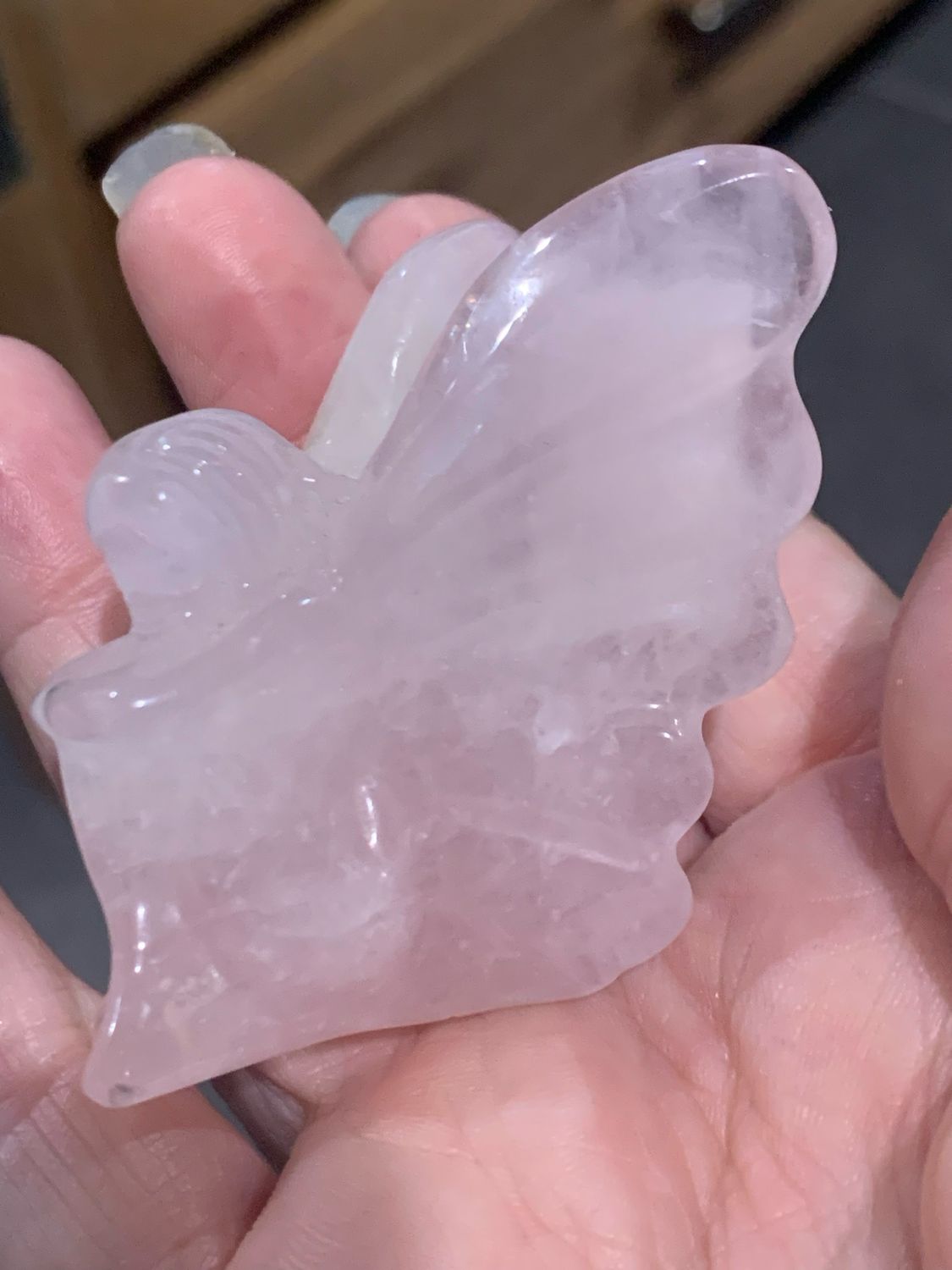 ROSE QUARTZ FAIRY/ANGEL CARVING with Inclusions - 46 g