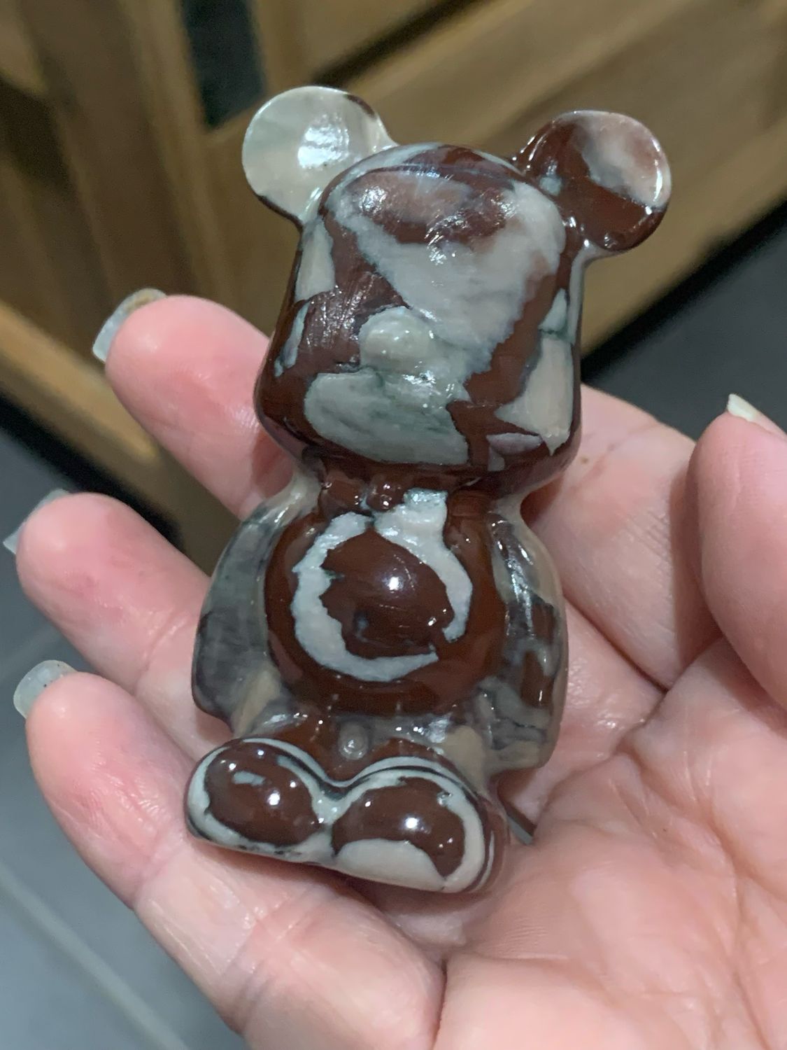 SHIVA LINGAM TEDDY BEAR CARVING - 7cm