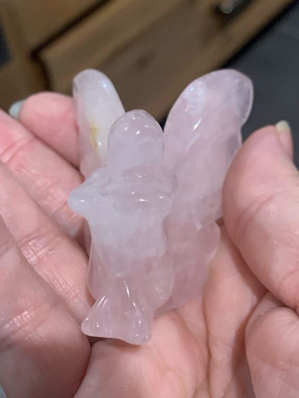 ROSE QUARTZ FAIRY/ANGEL CARVING with Inclusions - 46 g