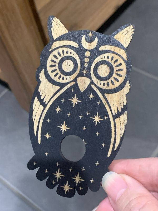 OWL WOODEN SPHERE HOLDER - 10cm