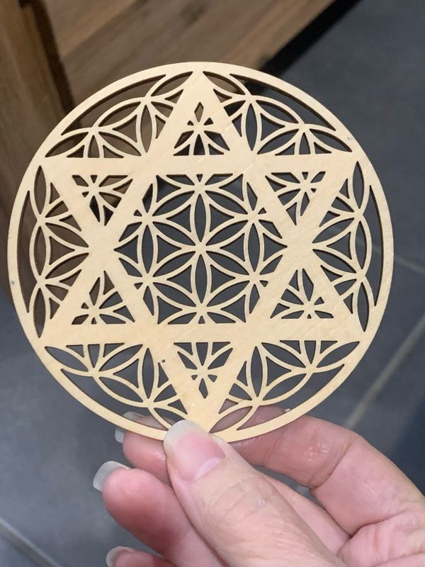 STAR OF DAVID/FLOWER OF LIFE GRID ALTER WOODEN BOARD - 10cm