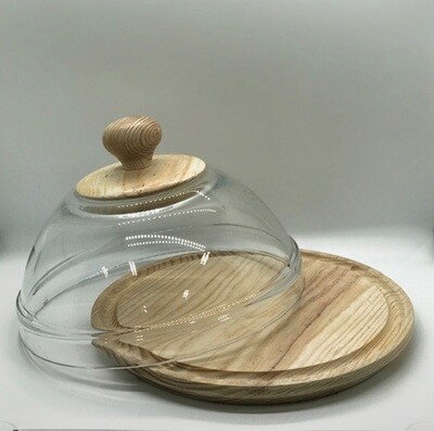 Galician cheese plate [Quesera] with lid &amp; wooden base