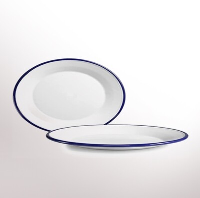 IBILI VINTAGE, white with blue ribbon oval platter (30 x 20 cm)
