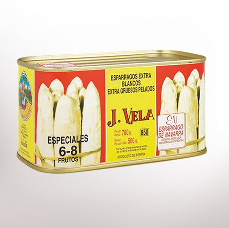 J.VELA  Extra Superior- Extra thick White Asparagus Peeled Spears Tin (6-8) Pcs 1 kg