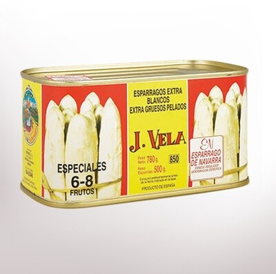 J.VELA   White Asparagus  Superior- Extra thick Peeled Spears Tin (6-8Pcs )1 kg.