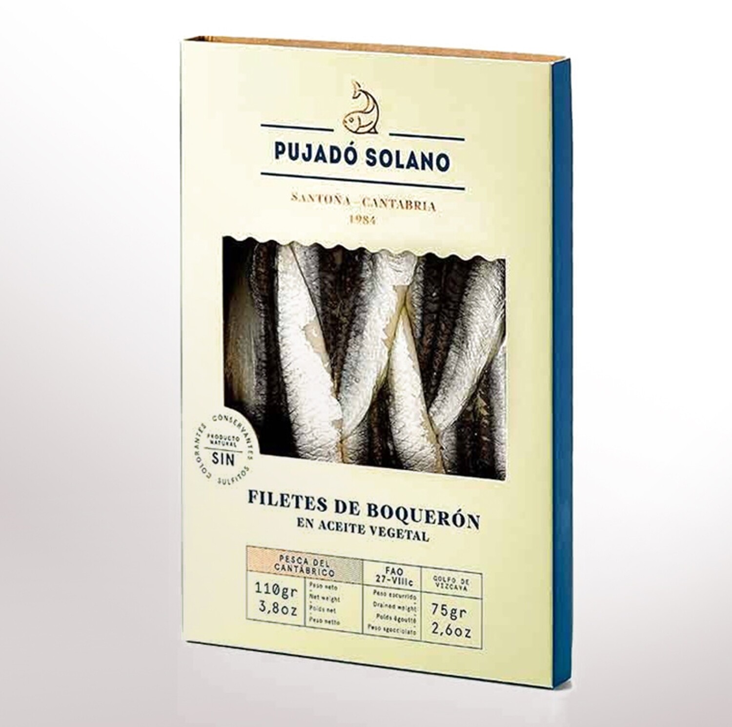 PUJANDO SOLANO, white marinated anchovies in oil [Boquerones] (110 g)