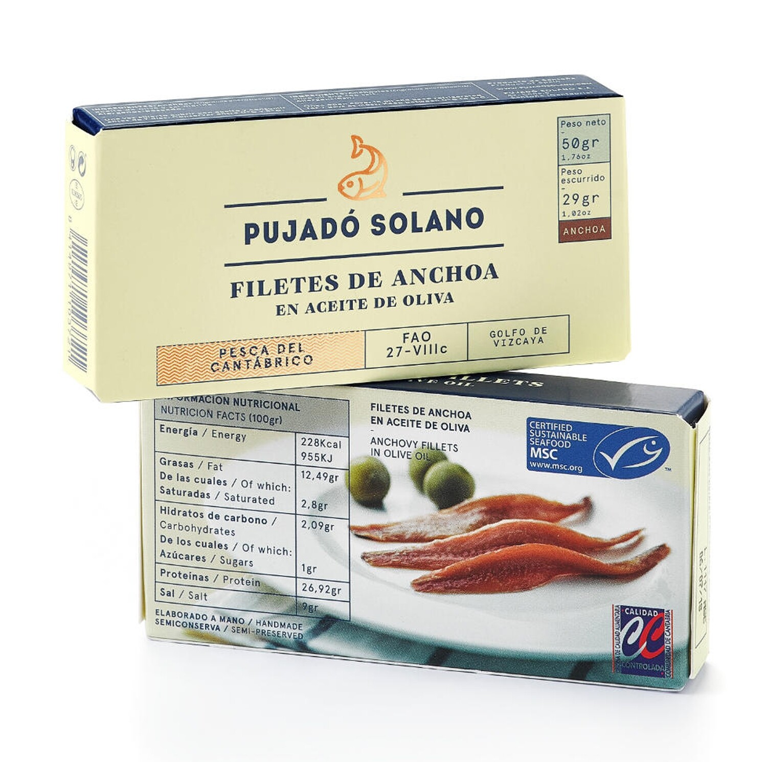 PUJADÓ SOLANO, Cantabrian anchovy in tin (50 g) PUJADÓ SOLANO, Cantabrian anchovy in tin (50 g)