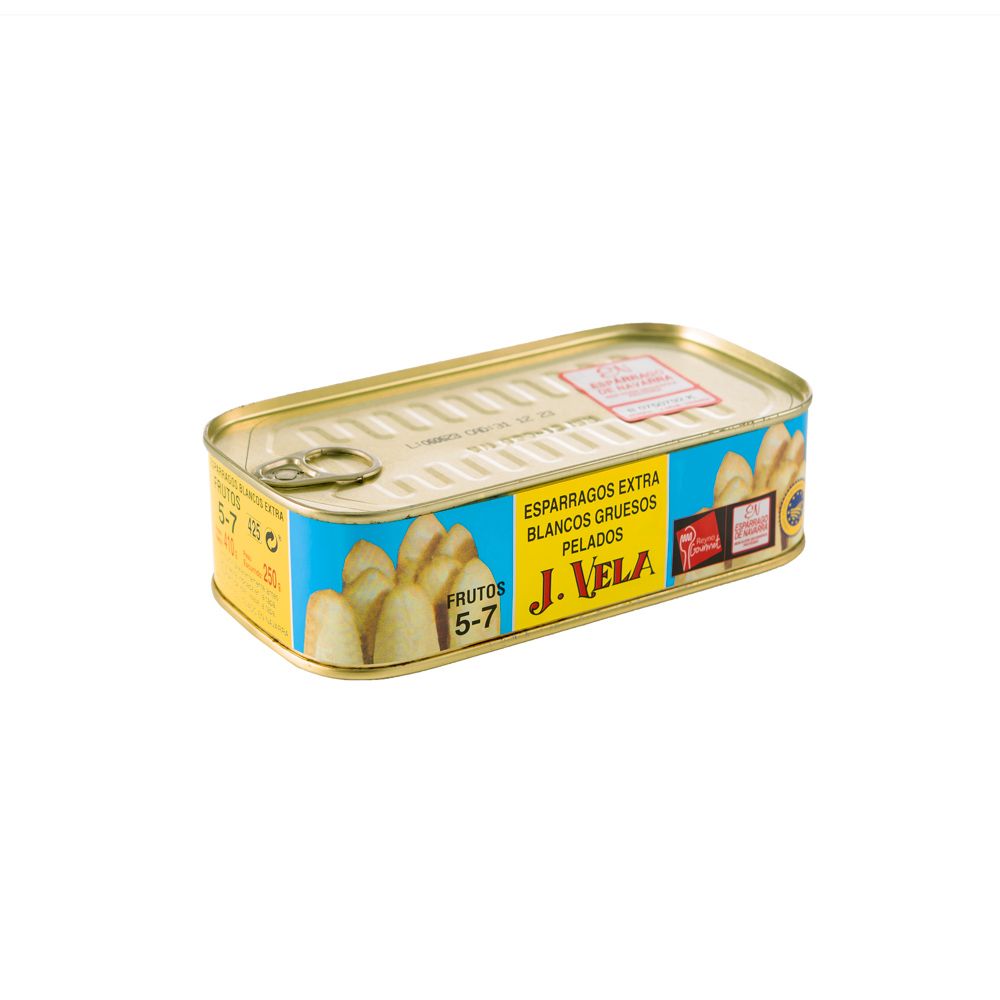 J.VELA, 5-7 extra white asparagus pieces tin (500 g)