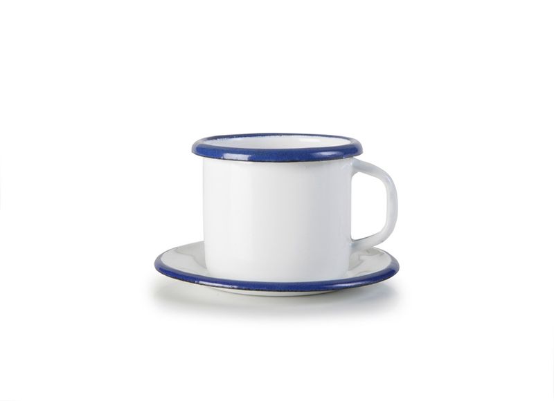 IBILI VINTAGE, white with blue ribbon mug with plate (5 cm)
