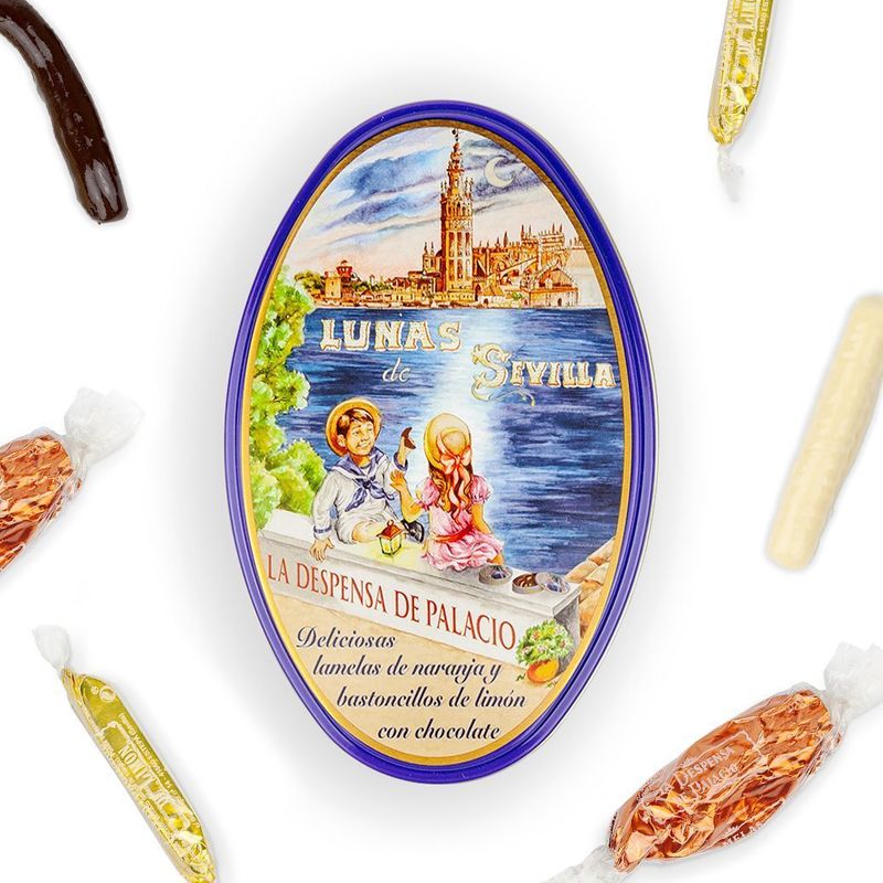 LA DESPENSA DE PALACIO, candied orange and lemon peels covered in chocolate [Lunas de Sevilla] (150 g)