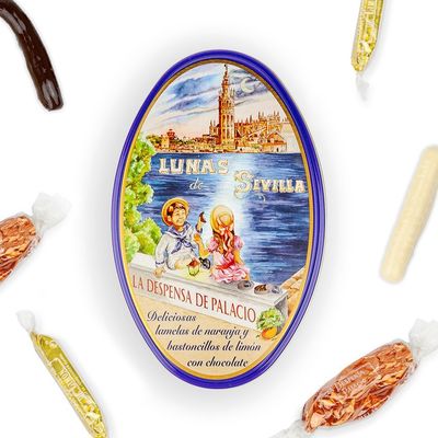 LA DESPENSA DE PALACIO, candied orange and lemon peels covered in chocolate [Lunas de Sevilla] (150 g)