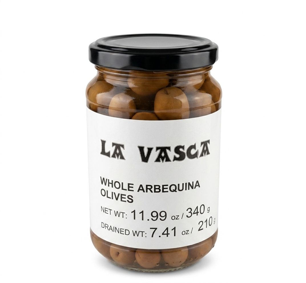 LA VASCA, whole arbequina olives (340 g)