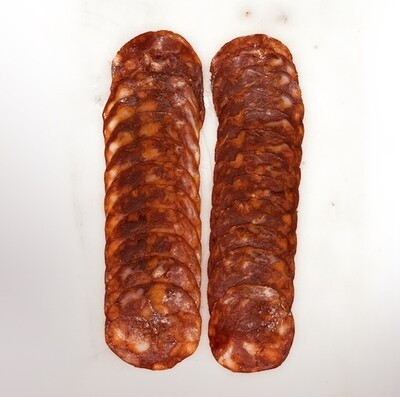 AX COVAP, pre-sliced dry-uncured acorn-fed Iberian chorizo [Chorizo Ibérico] (2 oz)