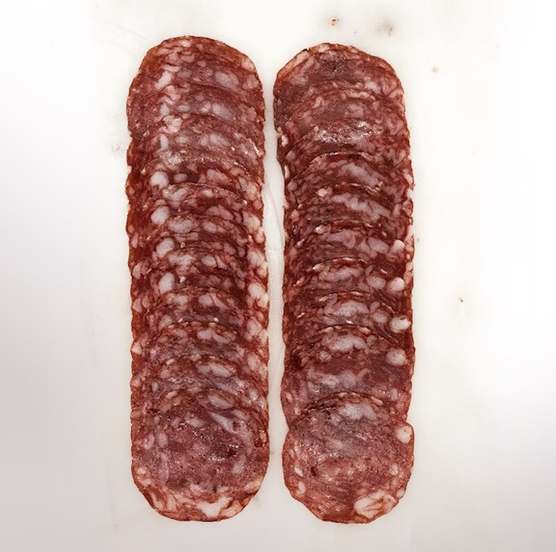 COVAP AX, sliced dry-uncured acorn-fed Iberian salami [Salchichón Ibérico] (2 oz)
