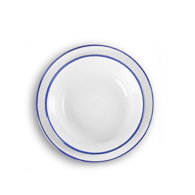 IBILI VINTAGE, white with blue ribbon plain plate (22 x 22 x 2.3 cm)