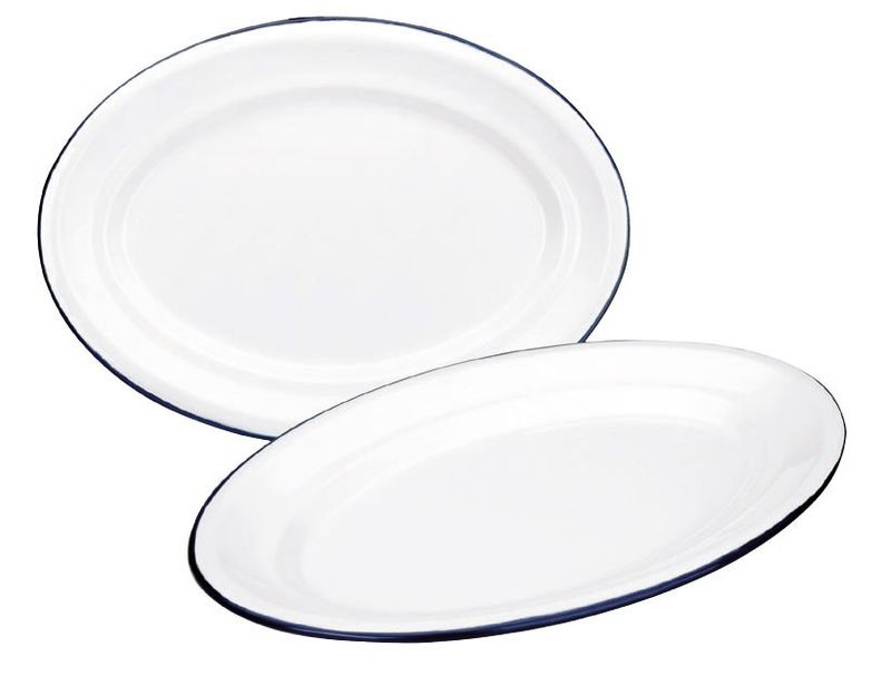IBILI VINTAGE, white with blue ribbon oval platter (30 cm x 20 cm)