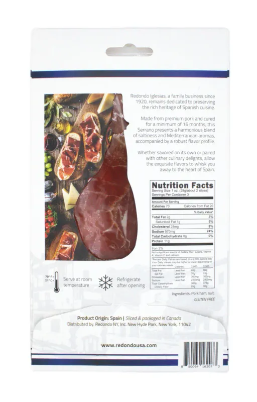 REDONDO IGLESIAS, pre-sliced gran reserva Serrano ham [Jamón Serrano] (3 oz)