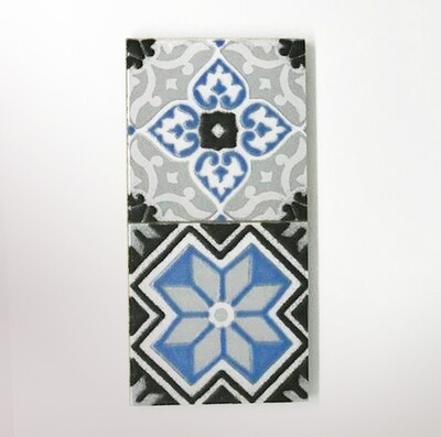 Pack of 4 mini blue serving tile (15 x 7 x 1 cm)
