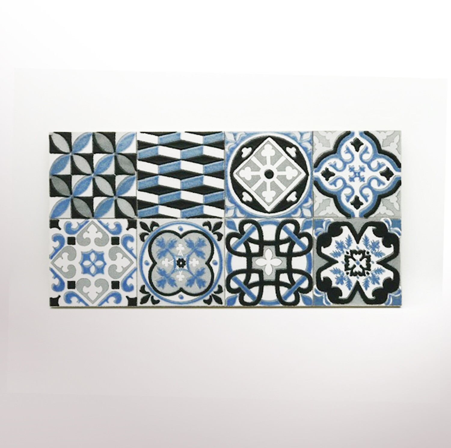 Blue serving plate hydraulic tile (30 x 15 x 1 cm)