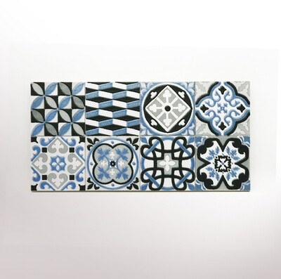Blue serving plate hydraulic tile (30 x 15 x 1 cm)