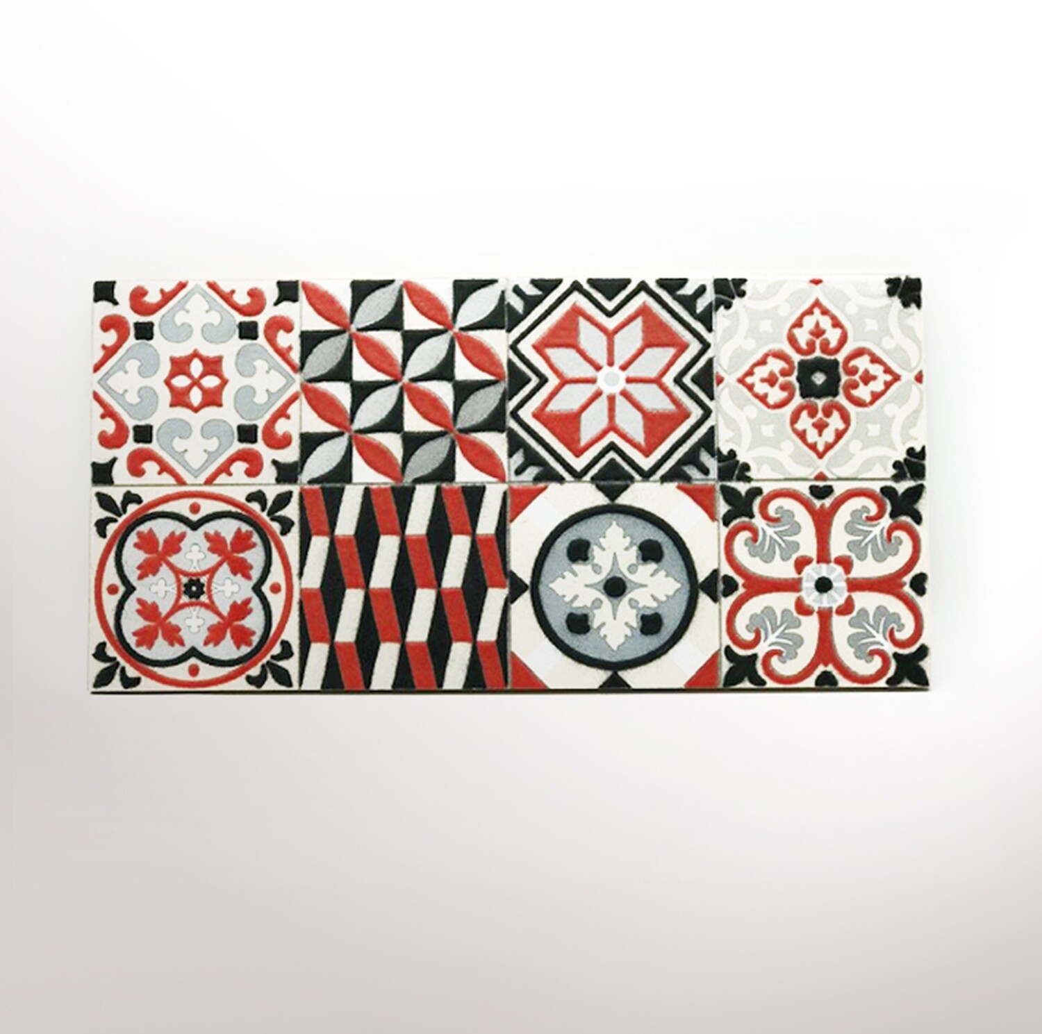 Red serving plate hydraulic tile (30 x 15 x 1 cm)