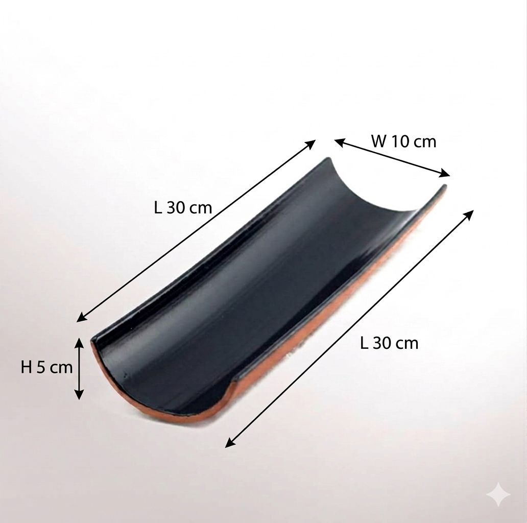 Black serving plate tile [Teja] ( 30 x 10 x 5 cm)