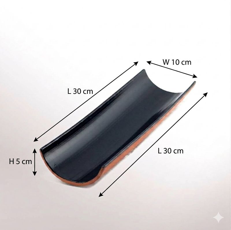 Black serving plate tile [Teja] ( 30 x 10 x 5 cm)