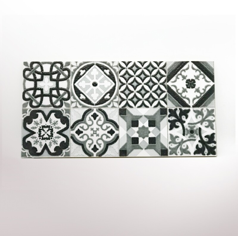 Grey serving plate hydraulic tile (30 x 15 x 1 cm)