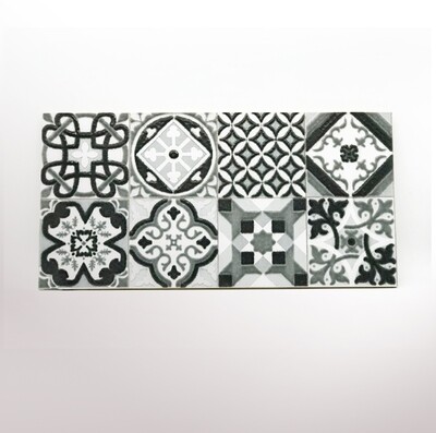 Grey serving plate hydraulic tile (30 x 15 x 1 cm)