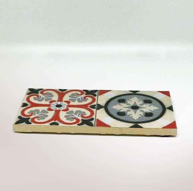 Pack of 4 mini red serving tile (15 x 7 x 1 cm)
