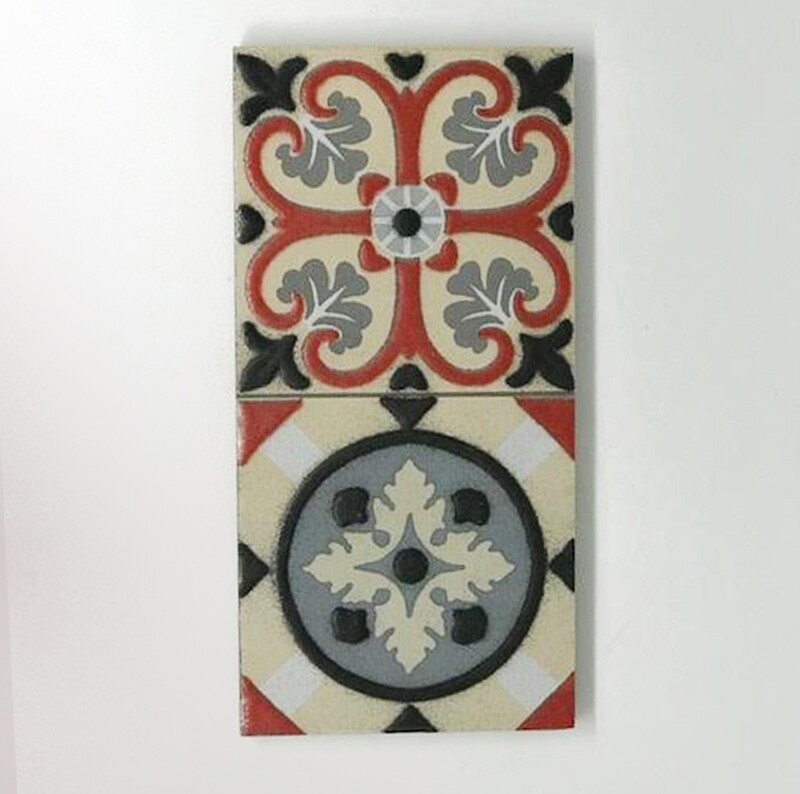 Pack of 4 mini red serving tile (15 x 7 x 1 cm)