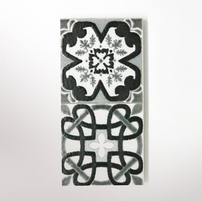 Pack of 4 mini grey serving tile (15 x 7 x 1 cm)