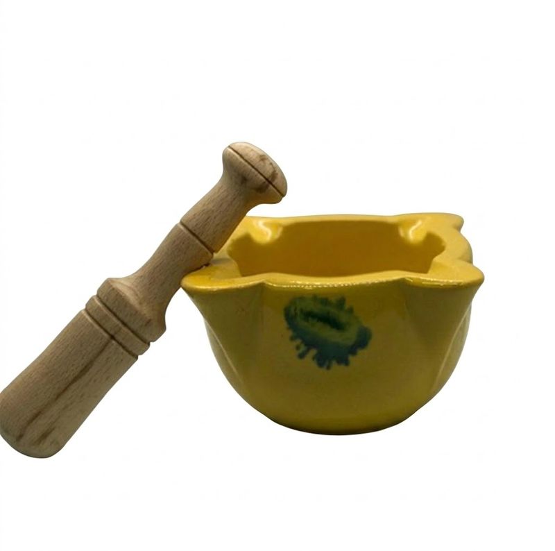 Hand painted mortar and pestle, [Mortero No 3] (12x 8.5 cm)