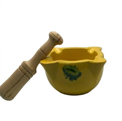 Hand painted mortar and pestle, [Mortero No 3] (12x 8.5 cm)