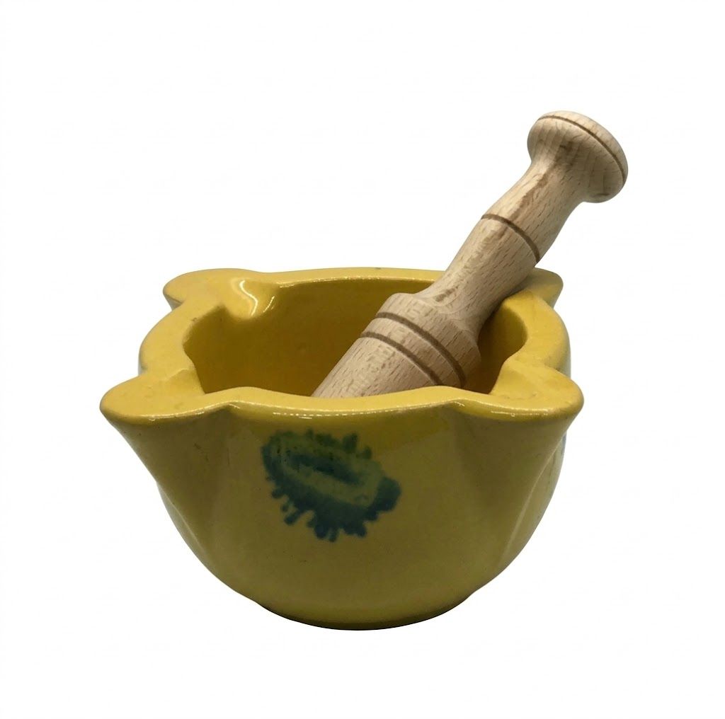 Hand painted mortar and pestle, [Mortero No 3] (12x 8.5 cm)
