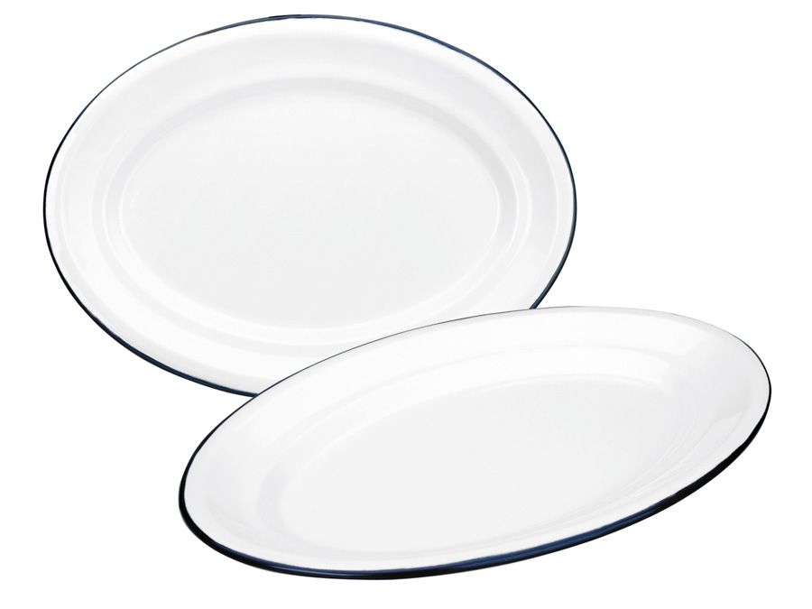 IBILI VINTAGE, white with blue ribbon oval platter (25 cm x 17 cm)
