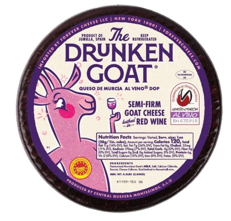 DRUKEN GOAT, semi firm goat cheese bathed in wine [DOP Queso de Murcia al wino] (10 Oz)