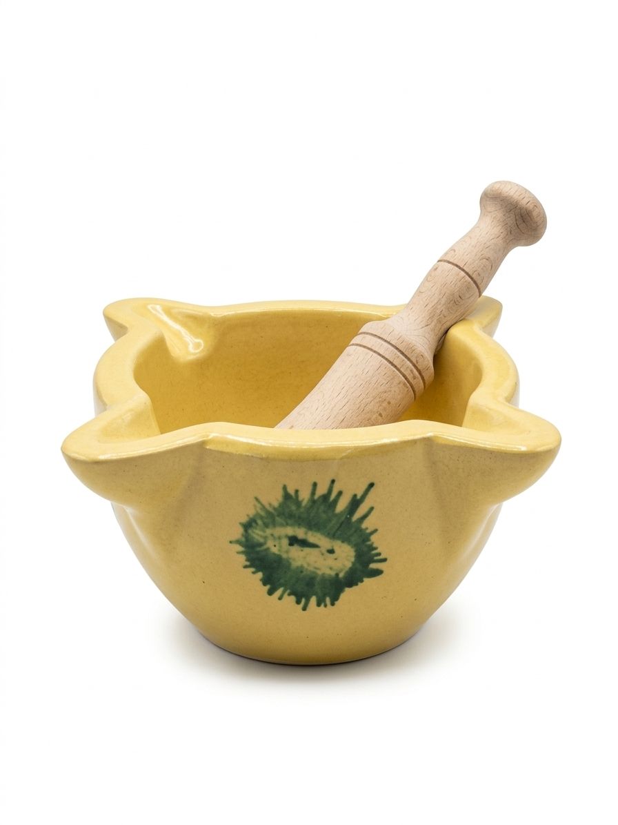 Hand painted mortar and pestle, [Mortero No 2] (15 x 10 cm)