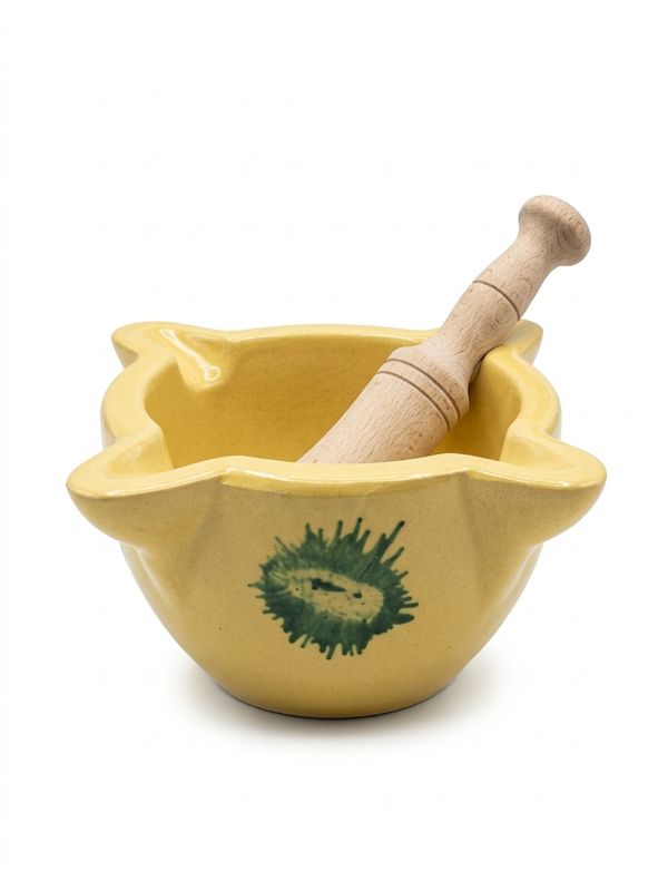 Hand painted mortar and pestle, [Mortero No 2] (15 x 10 cm)