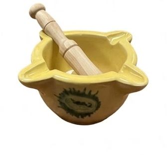 Hand painted mini mortar and pestle, [Mortero No 4] (8.5 x 4.5 cm)