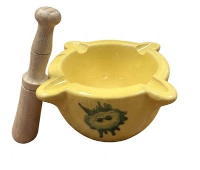Hand painted mortar and pestle, [Mortero No 5] (9.5 x 5.5 cm)