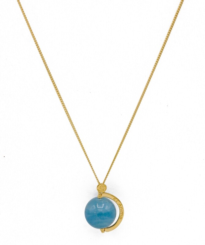 Collana Giragemma &quot;indosso facile&quot; con Acquamarina Azzurra 16mm