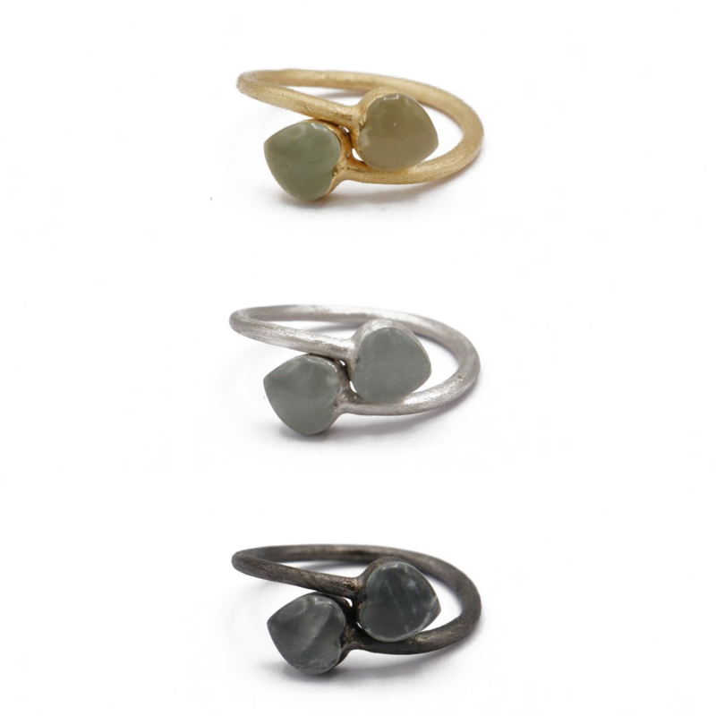 Anello CUORINMANO 6X6 con Acquamarina Milky ct 1,48