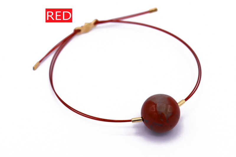 Bracciale Vivi con CAVETTO COLORATO con Diaspro Rosso 14mm