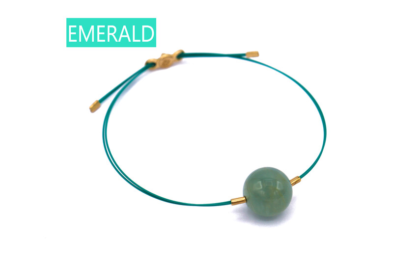 Bracciale Vivi con CAVETTI COLORATI con Acquamarina Verde12mm