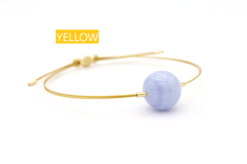 Bracciale Vivi con CAVETTI COLORATI con Calcedonio 14mm