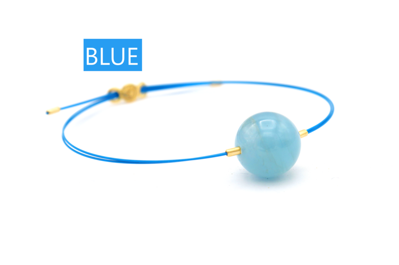 Bracciale Vivi con CAVETTI COLORATI con Acquamarina Azzurra 14mm