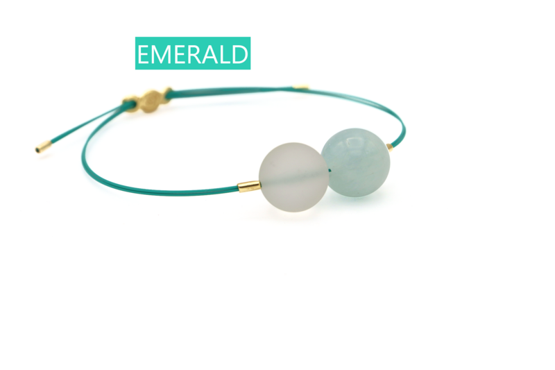 Bracciale Vivi Mix con CAVETTI COLORATI Acquamarina Verde e Cristallo di Rocca Sabbiato 12mm