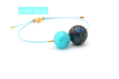 Bracciale Vivi Mix con CAVETTI COLORATI Crisocolla14mm e Amazzonite12mm